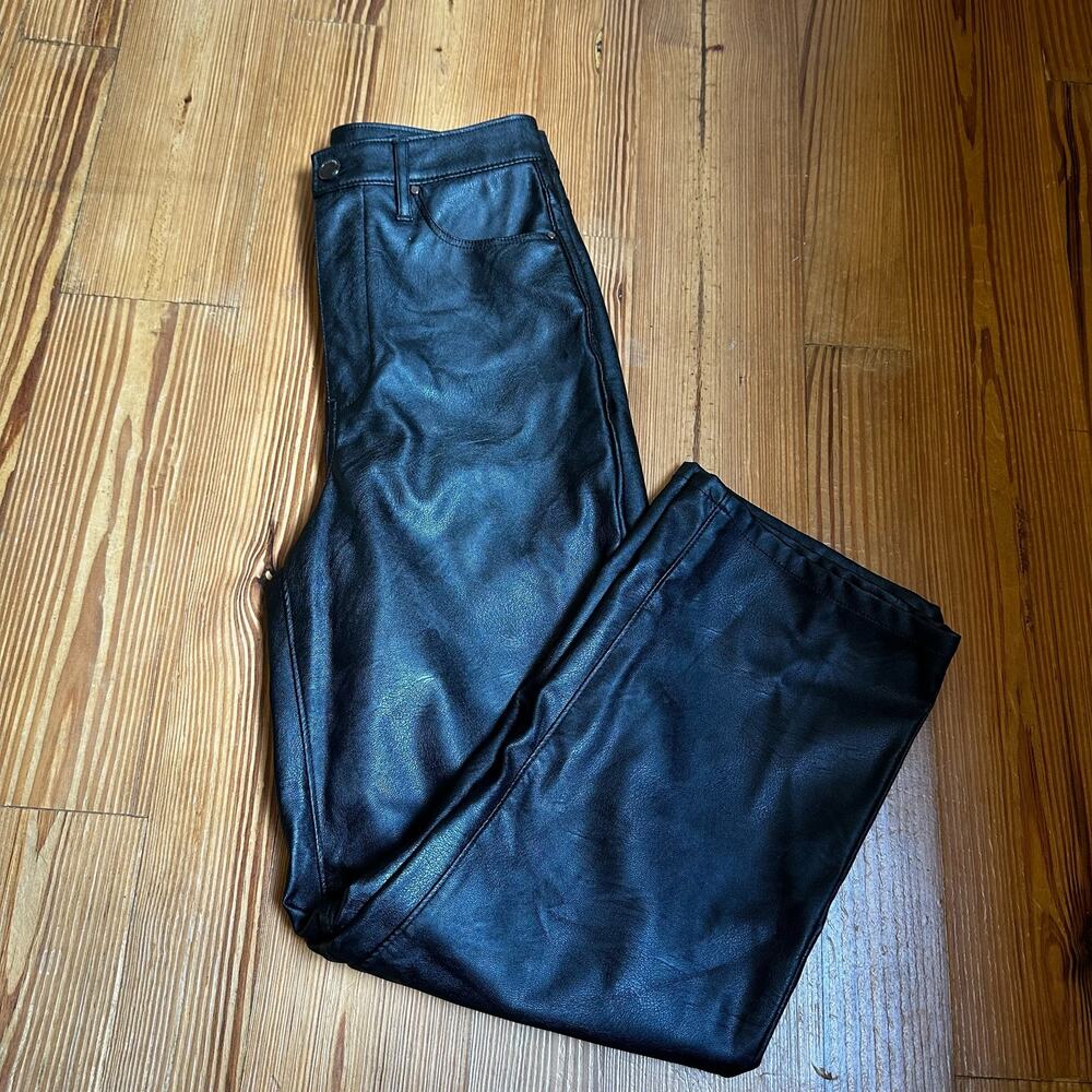 Blank NYC The Baxter black faux‎ leather ribcage straight pants SIZE 27